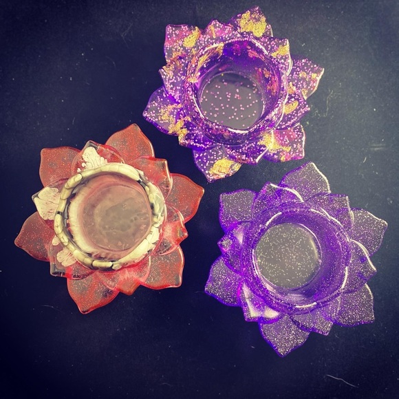 Floral Candle Holder Set of 3 - Picture 1 of 5